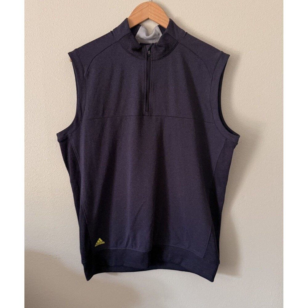 Adidas 1/4 Zip Golf Vest Men’s M Blue Pullover Fleece Mock Neck Stretch golfing